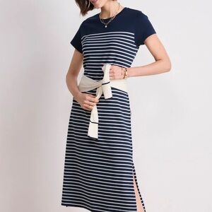 Vineyard Vines Navy and White Striped Maxi Dress